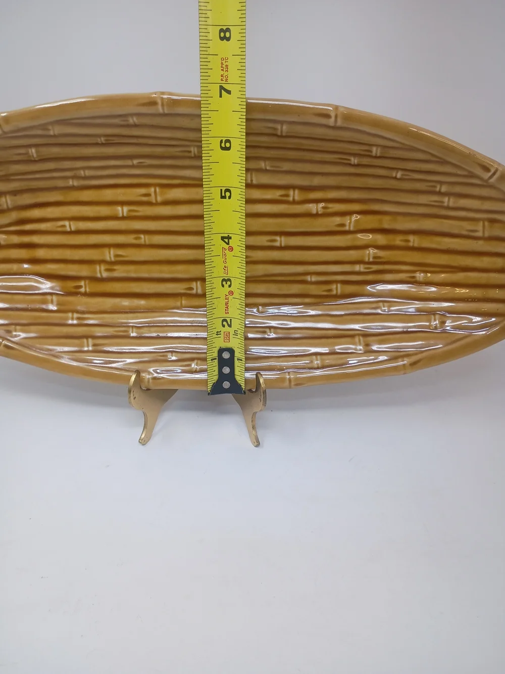 Home Studio Monterey Collection Tan Ceramic Bamboo Serving Platter